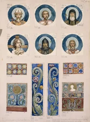 Medallions with Russian Saints Study for frescos in the St Vladimirs Cathedral of Kiev, 1884-1889