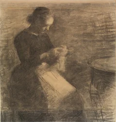 Portrait of Ida Hammershøi with Needlework