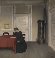 Interior with reading woman