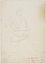Seated Nude Woman, Seen from the Front, with Arms Around Raised Knee