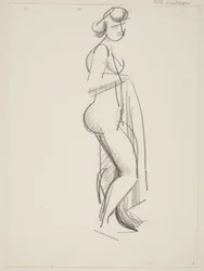 Standing Nude Woman, Profile to the Right, Drapery in Hand