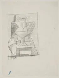 Study for Still Life with Bottle, Pitchers, Fruit Bowl, and Napkin