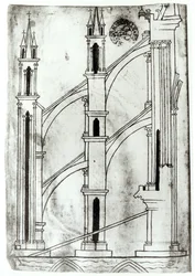 Section of the wall and arch of the absidial chapels of Reims Cathedral (facsimile copy)
