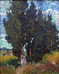Cypresses with Two Figures