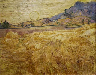 Wheat Field with Reaper and Sun, 1889