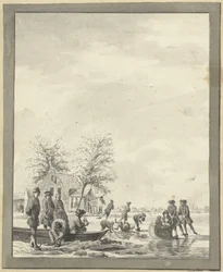 Ice Skating on the Buiten Spaarne near Haarlem at the Inn
