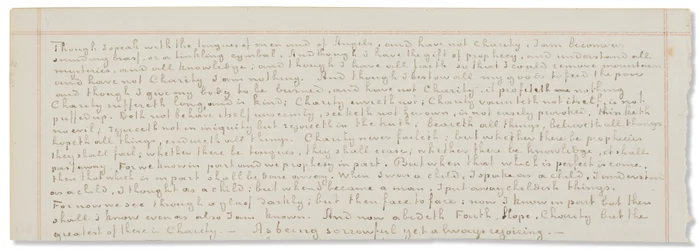 Autograph Manuscript, Transcriptions of Biblical Texts in English