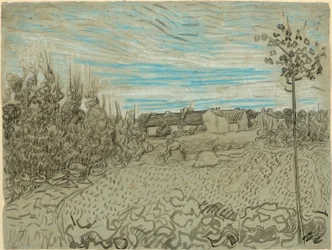 Cottages with a Woman Working in the Middle Ground