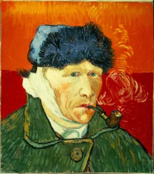 Self-Portrait with Fur Cap, Bandaged Ear, and Pipe