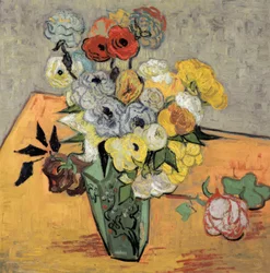Still Life with Japanese Vase, Roses and Anemones