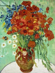 Vase with Cornflowers and Poppies