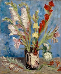 Vase with gladioli and China asters, 1886