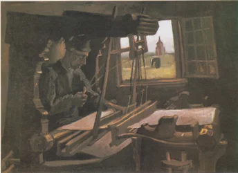 Weaver in Front of an Open Window with a View of the Tower of Nuenen