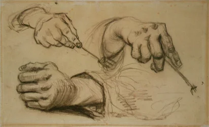 Study, Three Hands, Two Holding Forks