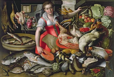Martha preparing the meal for Jesus or Jesus at the House of Martha and Mary
