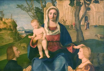 The Virgin and Child with a Male and a Female Donor