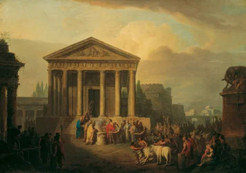 Sacrificial Ceremony in Front of a Roman Temple