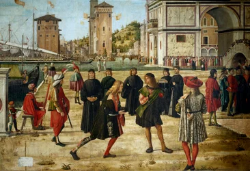 Cycle of the life of Saint Ursula. Third episode: the return of the Ambassadors to the King of England (detail)