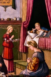 The Birth of the Virgin, cycle of the Scuola degli Albanesi, circa 1502/03