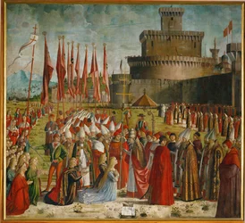 The Pilgrims Meet Pope Cyriac Before the Walls of Rome