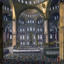 The Celebration of the Festival of Mewlod in the Mosque of the Sultan Ahmed, plate 41 from Part III, Volume I of 