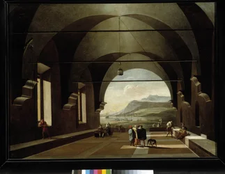 Vaulted Gallery with Marine Landscape in the Background