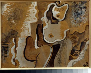 Abstract Composition, gouache on cardboard by Vladimir Davidovich Baranov Rossine (Baranov-Rossine) (Wladimir Daniel Baranoff Rossine (Baranoff-Rossine) (1888-1944), gouache on cardboard, circa 1913