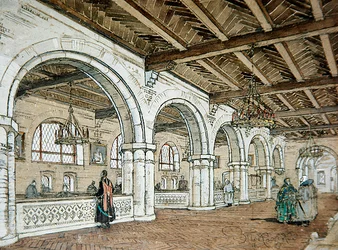 Design for the Interior of a Bank, Based on 17th Century Style