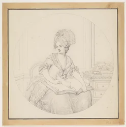 Young Lady, Leafing Through a Folio on Her Lap