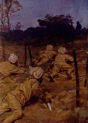 The Indian soldiers crept forward as silently as cats