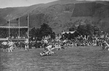 Hexham Clarke Felling His Opponent, c1902