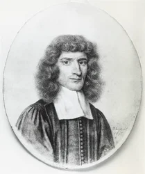 Portrait of Isaac Barrow, English Christian theologian and mathematician, engraving