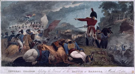 General Graham defeating the French at the Battle of Barrosa, engraved by J. Edwards