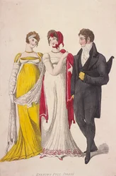 Two Women and a Man Wearing Full Evening Dress, c1810
