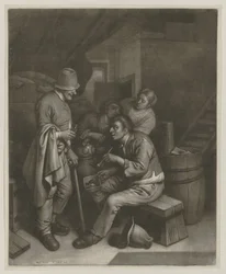 Three Men and a Woman in the Tavern