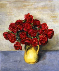 Red Roses in a Yellow Pitcher