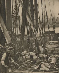 At the Foot of the Mast on a Thames Barge, c1935