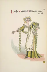 Creeping Jenny, an Elderly Lady Using a Walking Stick