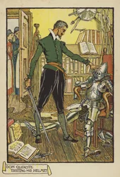 Don Quixote Testing His Helmet