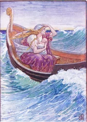 For two days and two nights the boat was tossed hither and thither, illustration from The Story of Greece