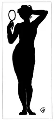 Silhouette of Naked Woman Holding a Mirror