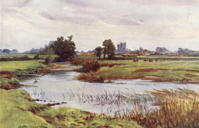 Wessex: The Stour, Wimborne Minster in the Distance