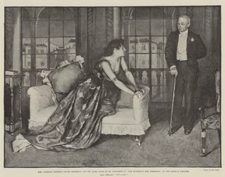 Mrs Patrick Campbell (Agnes Ebbsmith) and Mr Hare (Duke of St Olpherts) in The Notorious Mrs Ebbsmith, at the Garrick Theatre