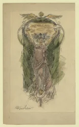 Study drawing for mural of woman, no. 1