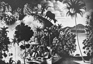 Landscape with shadow cow