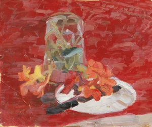 Still Life with Water Glass and Flowers