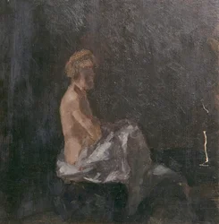 Female Nude against Dark Background