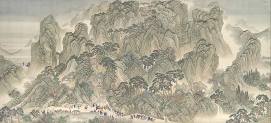 The Kangxi Emperors Southern Inspection Tour, Scroll Three: Jinan to Mount Tai, datable to 1698