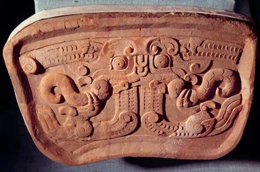 Original model of a Taotie mask in terracotta. Taotie is one of the 9 dragons of Chinese mythology. Made during the Warring States period (475-221 BC), China