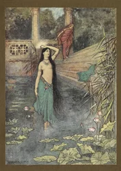 Frontispiece: She rushed out of the palace... and came to the upper world, from Folk-Tales of Bengal
